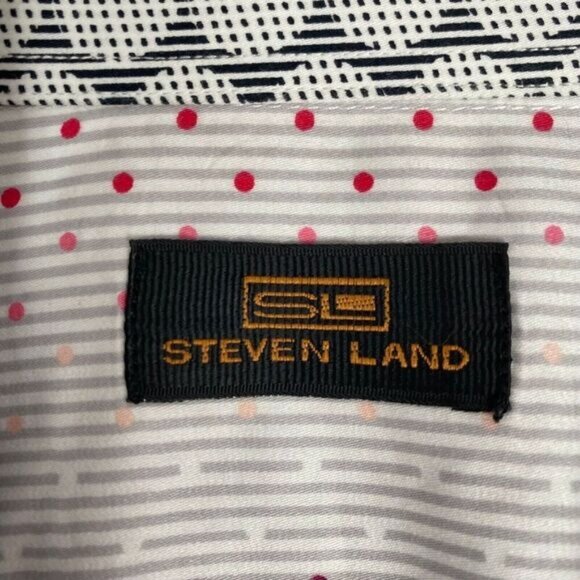 Steven Land Button Shirt Mens 18-1/2 34/35 Big Tall Multi Color Pattern Cotton - Picture 2 of 9